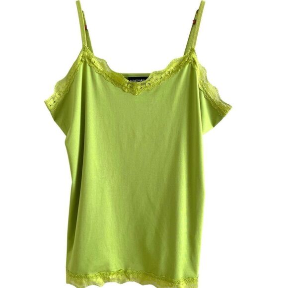 Fashion Bug Y2K Lace Trim Tank Top Cami Sz XL Green Vtg 90s Coquette Grunge - Picture 7 of 12